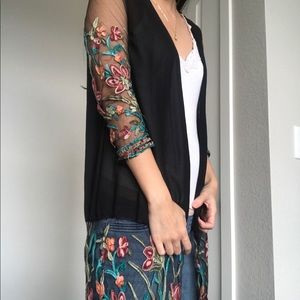 Embroidered Fringe Kimono